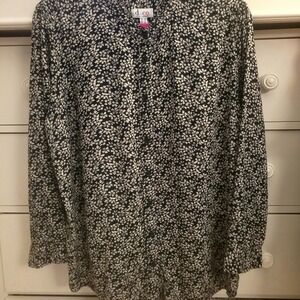 Denim&Co Black and‎ White Floral Blouse